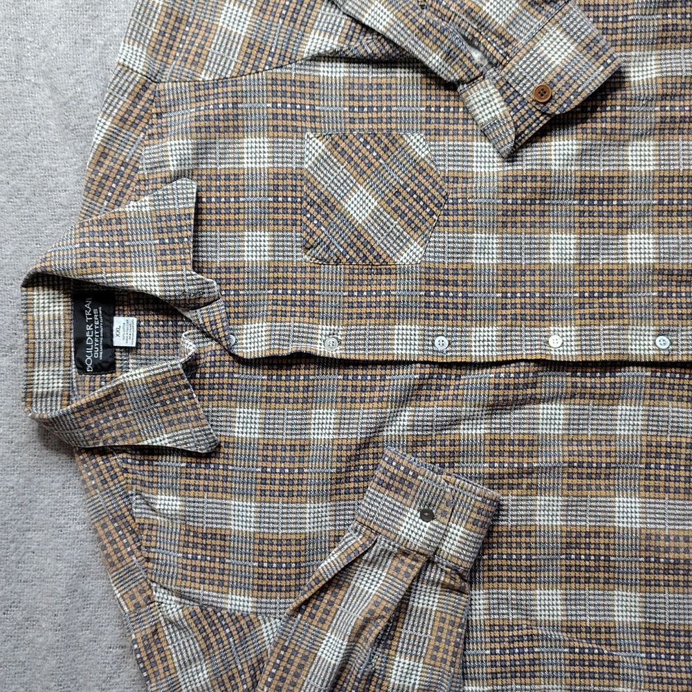 Boulder Trail Shirt Mens Size XXL Tattersall Plaid Long Sleeve Button Down